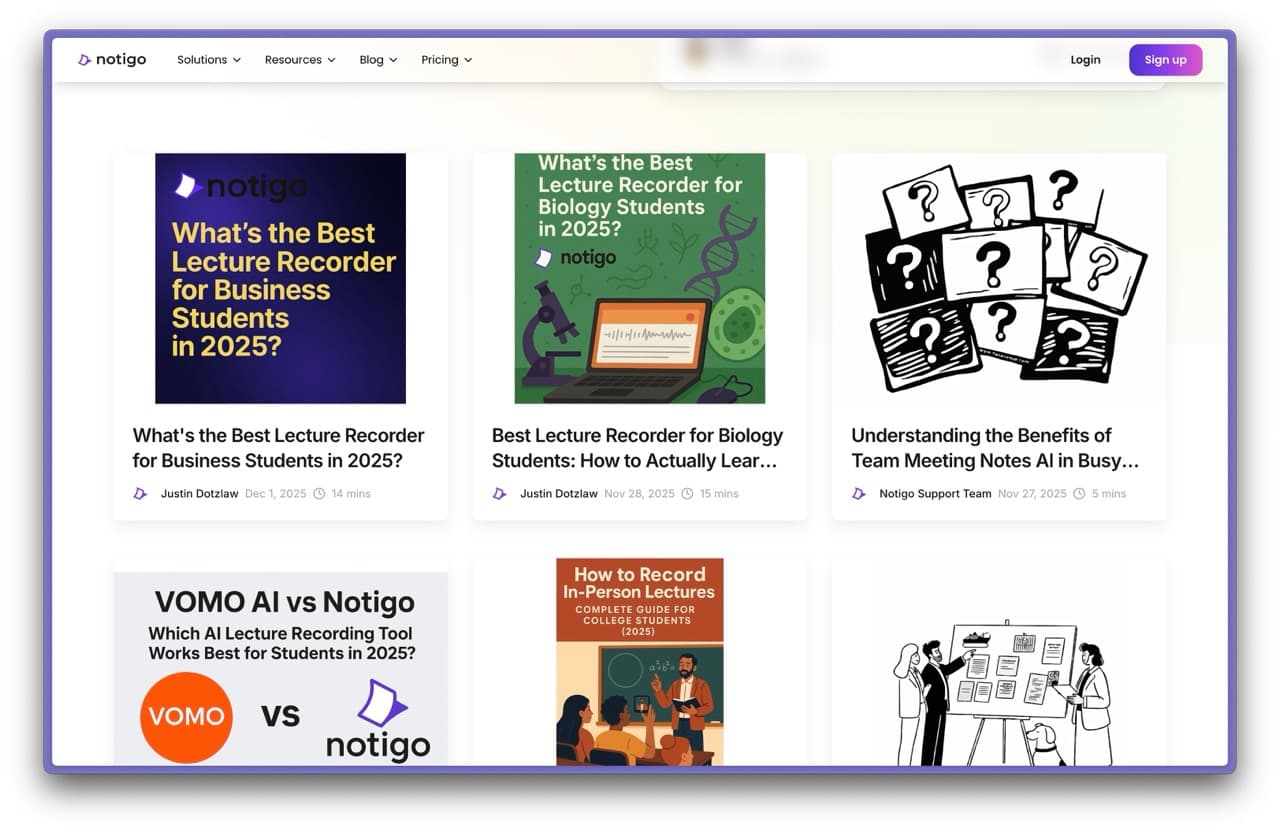 Examples of high-conversion SEO articles that I wrote for Notigo.